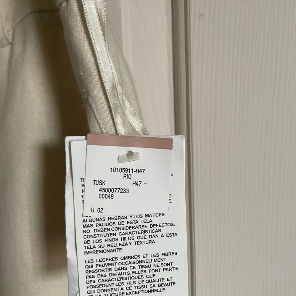 Anne Klein Cream Linen Wide‎ Leg Crop Cargo Pants Women 12